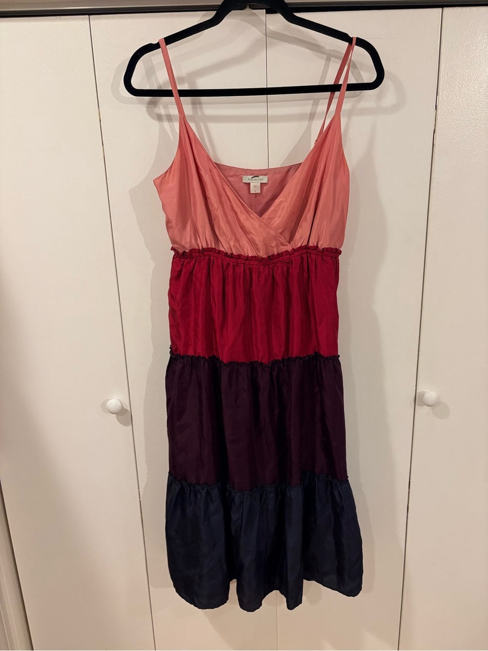 Garnet Hill Tiered Silk Midi Dress Size 6